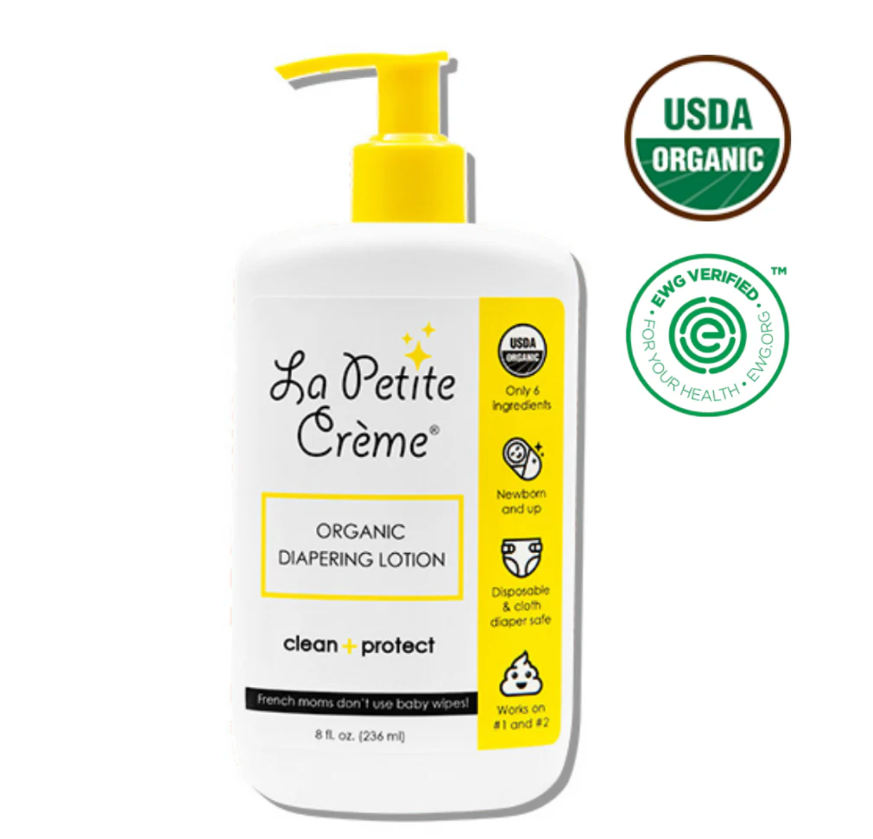 Organic French Diapering Lotion - Everyday Pump Bottle - 8 oz